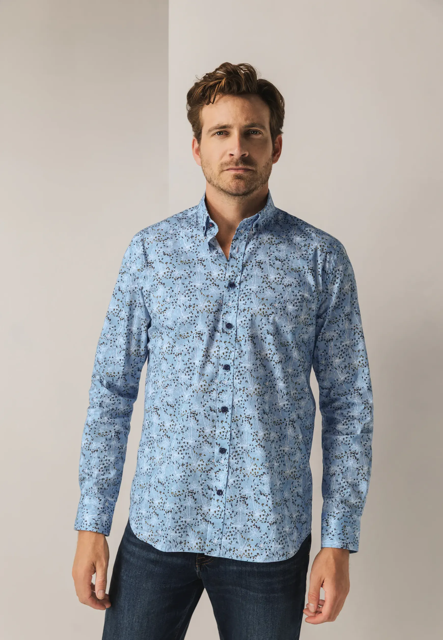 Button-down overhemd met botanische print