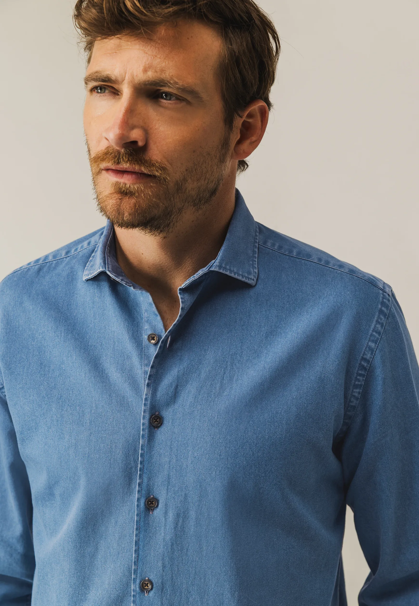 Denim overhemd van katoen
