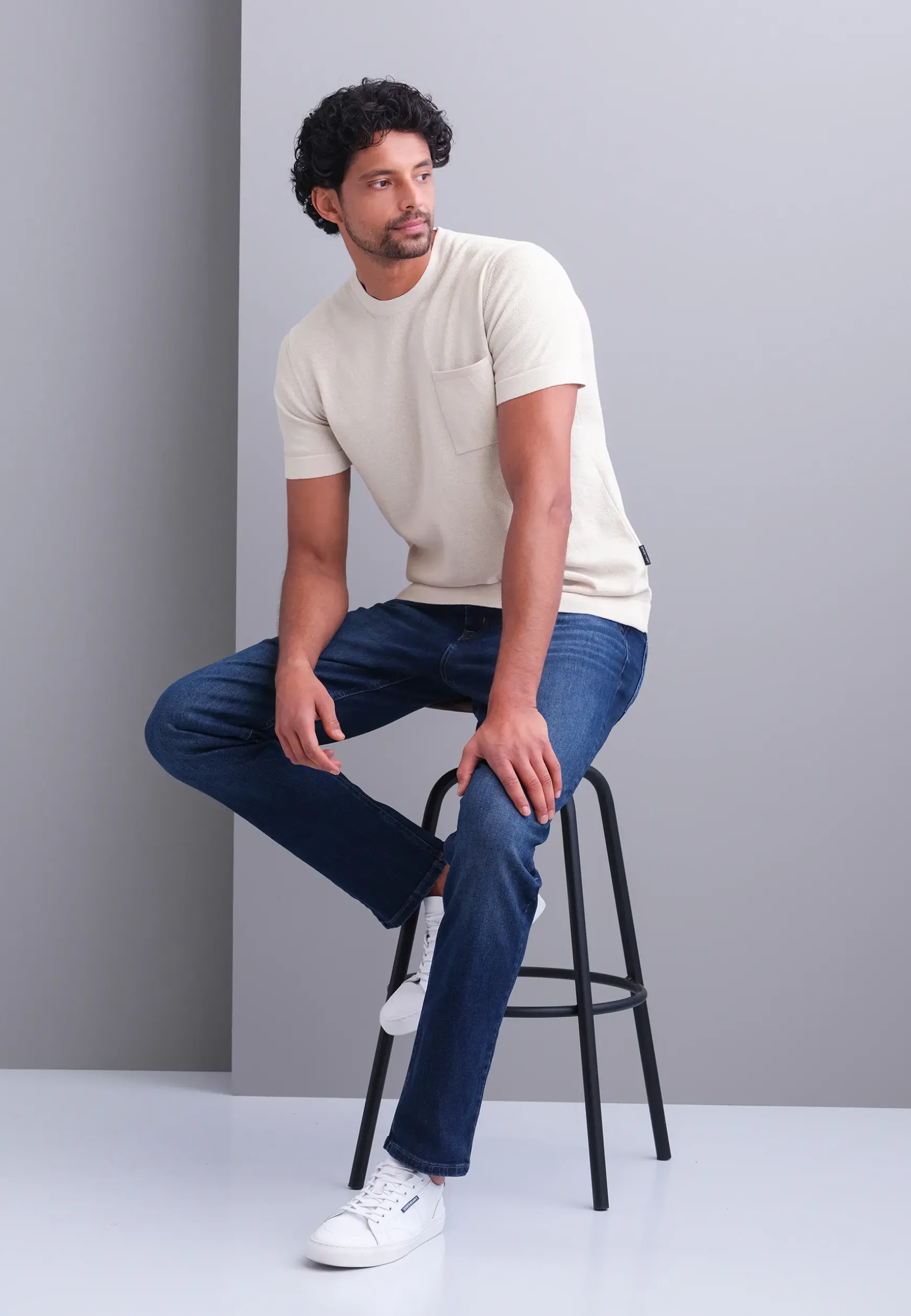 Gebreid T-shirt met borstzak
