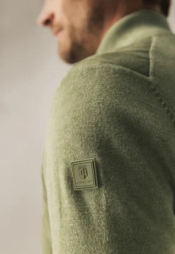 Gebreid vest met doorgestikte voorkant