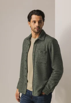 Gemêleerd overshirt met visgraatstructuur