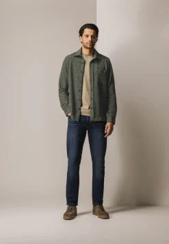 Gemêleerd overshirt met visgraatstructuur