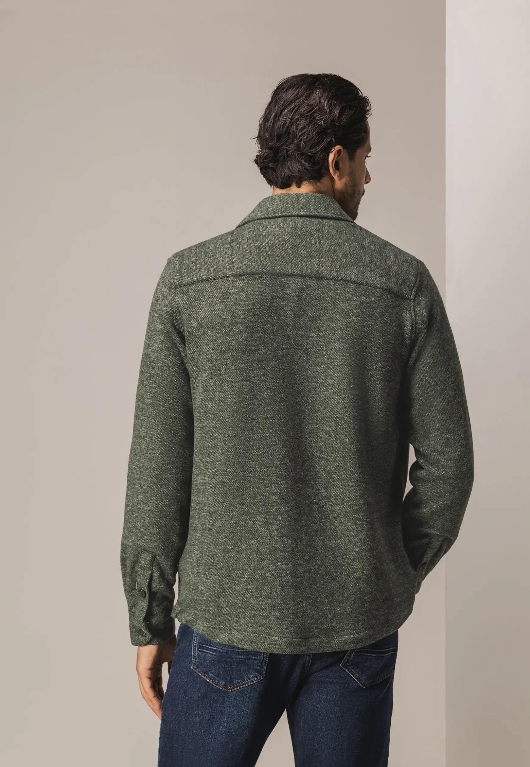 Gemêleerd overshirt met visgraatstructuur