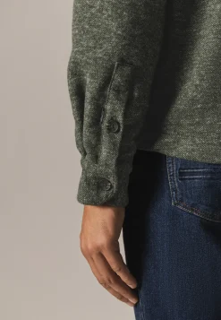 Gemêleerd overshirt met visgraatstructuur