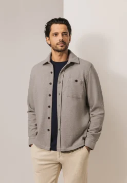 Gemêleerd overshirt met visgraatstructuur