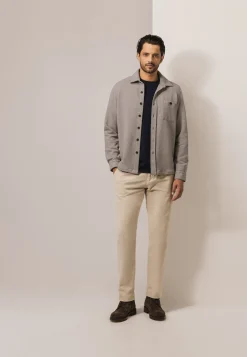 Gemêleerd overshirt met visgraatstructuur