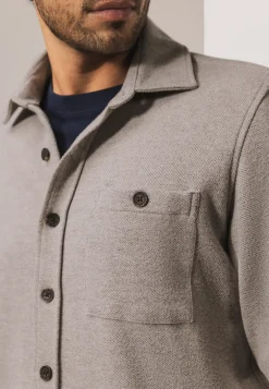 Gemêleerd overshirt met visgraatstructuur