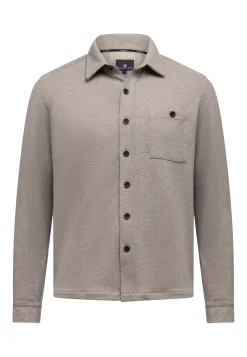 Gemêleerd overshirt met visgraatstructuur