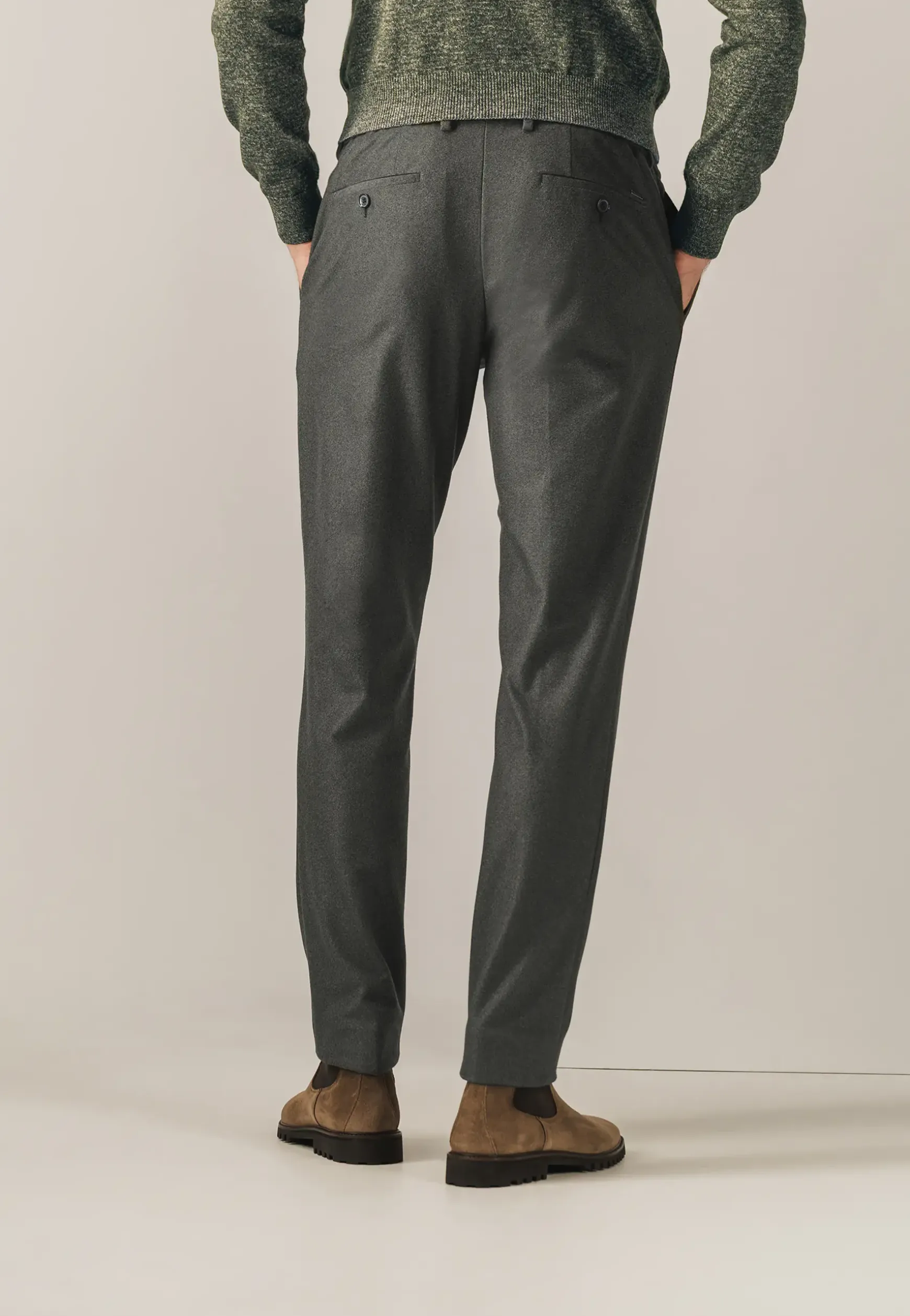 Gemêleerde chino in stretchstof