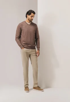 Gemêleerde trui met ribdetails