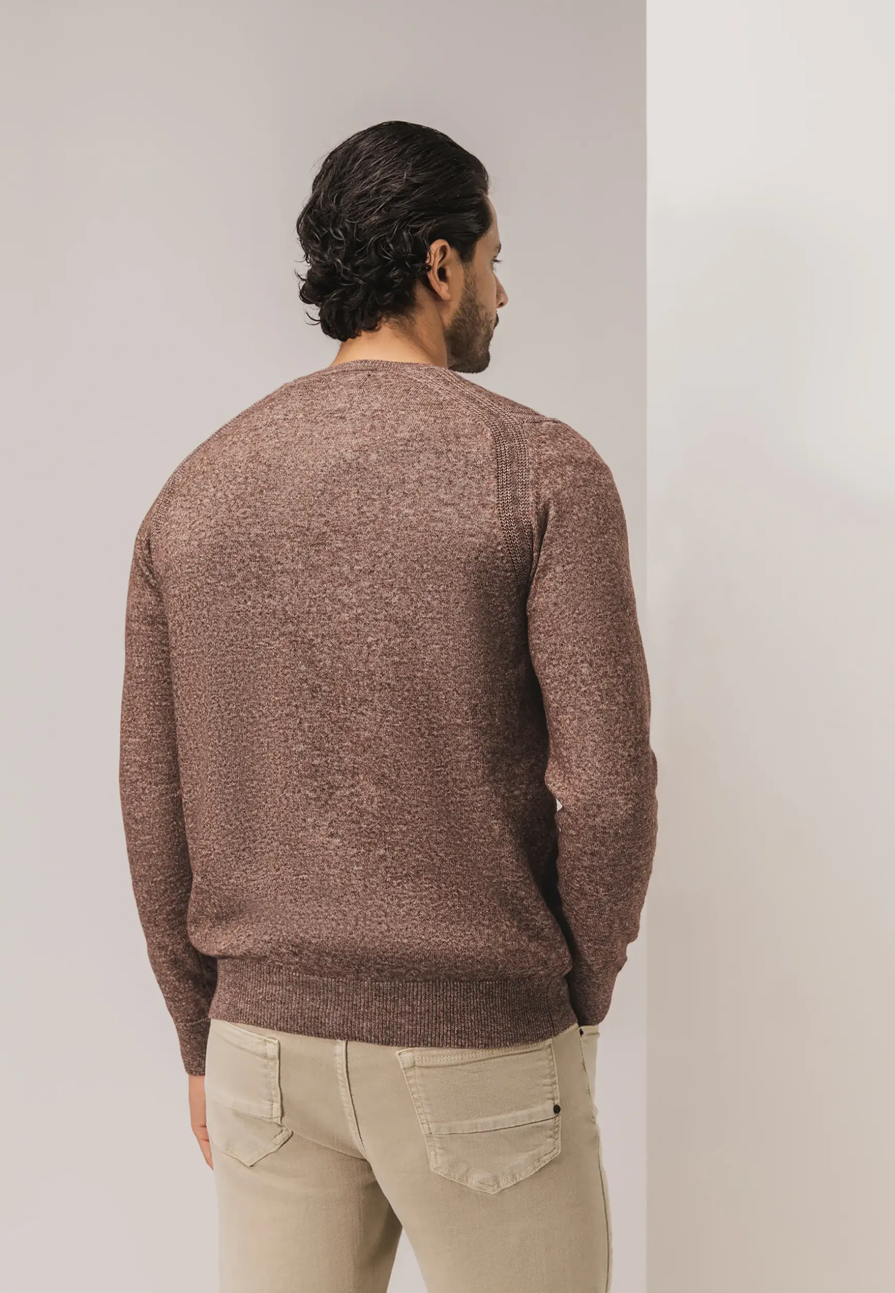 Gemêleerde trui met ribdetails