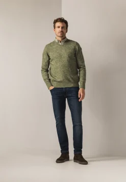 Gemêleerde trui met ribdetails