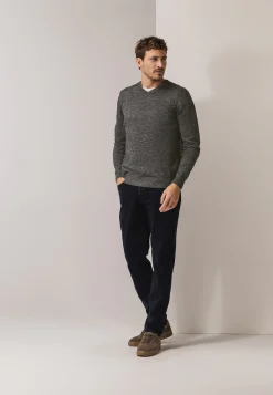 Gemêleerde trui met ribdetails