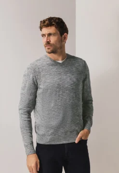 Gemêleerde trui met ribdetails
