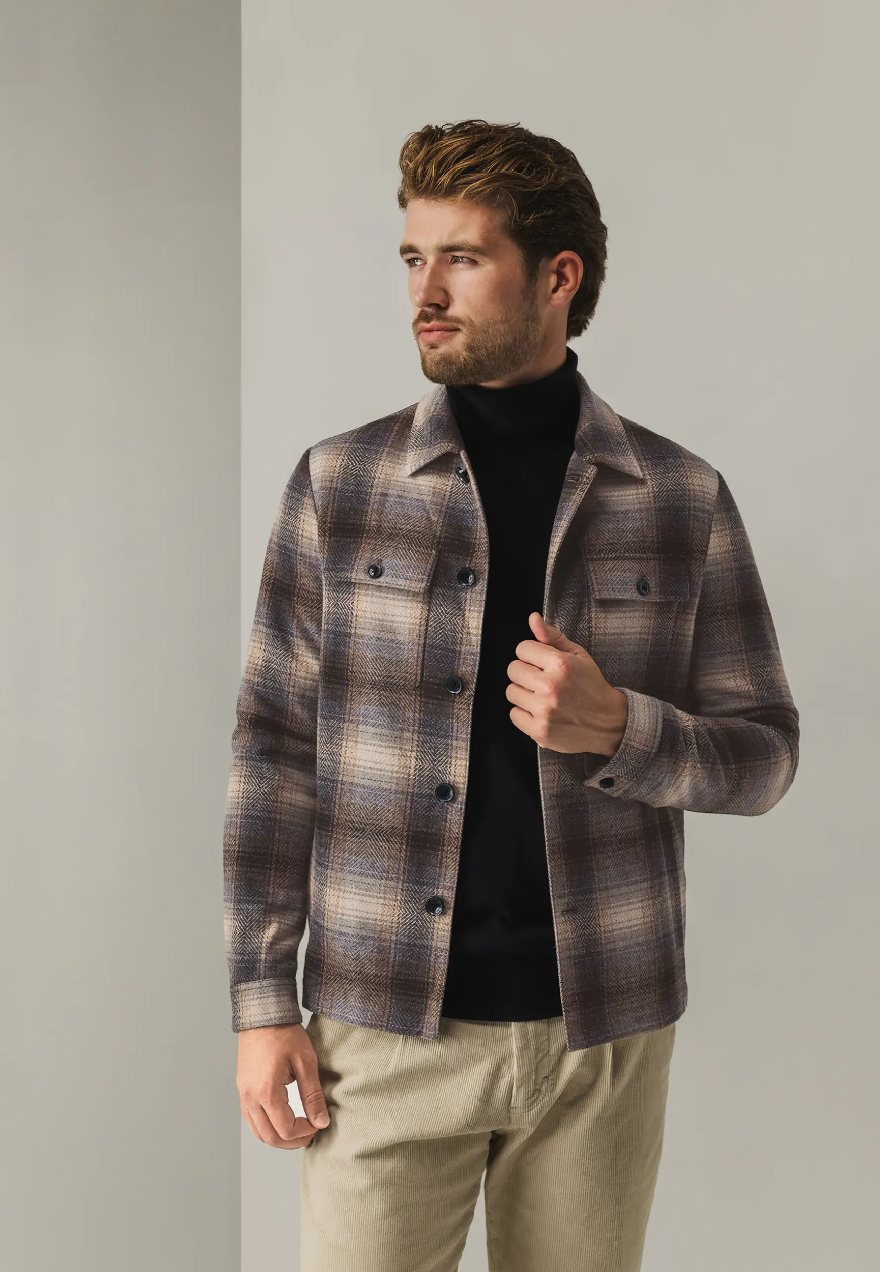 Geruit overshirt met klepzakken