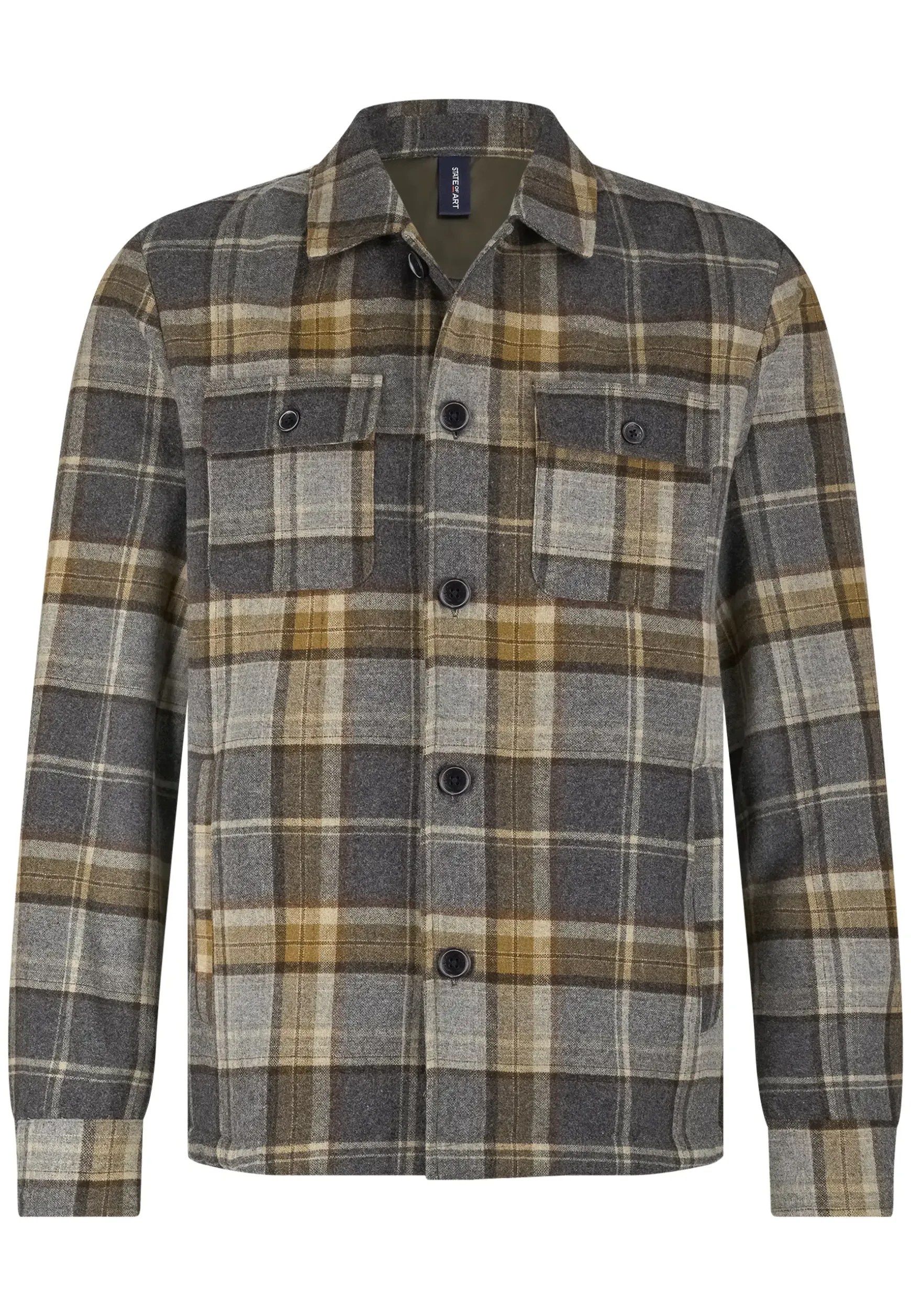 Geruit overshirt van wolmix