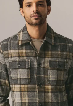 Geruit overshirt van wolmix