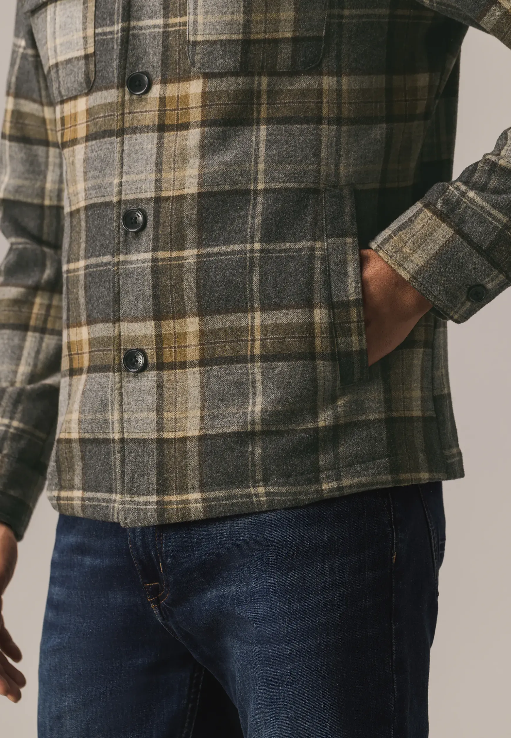 Geruit overshirt van wolmix