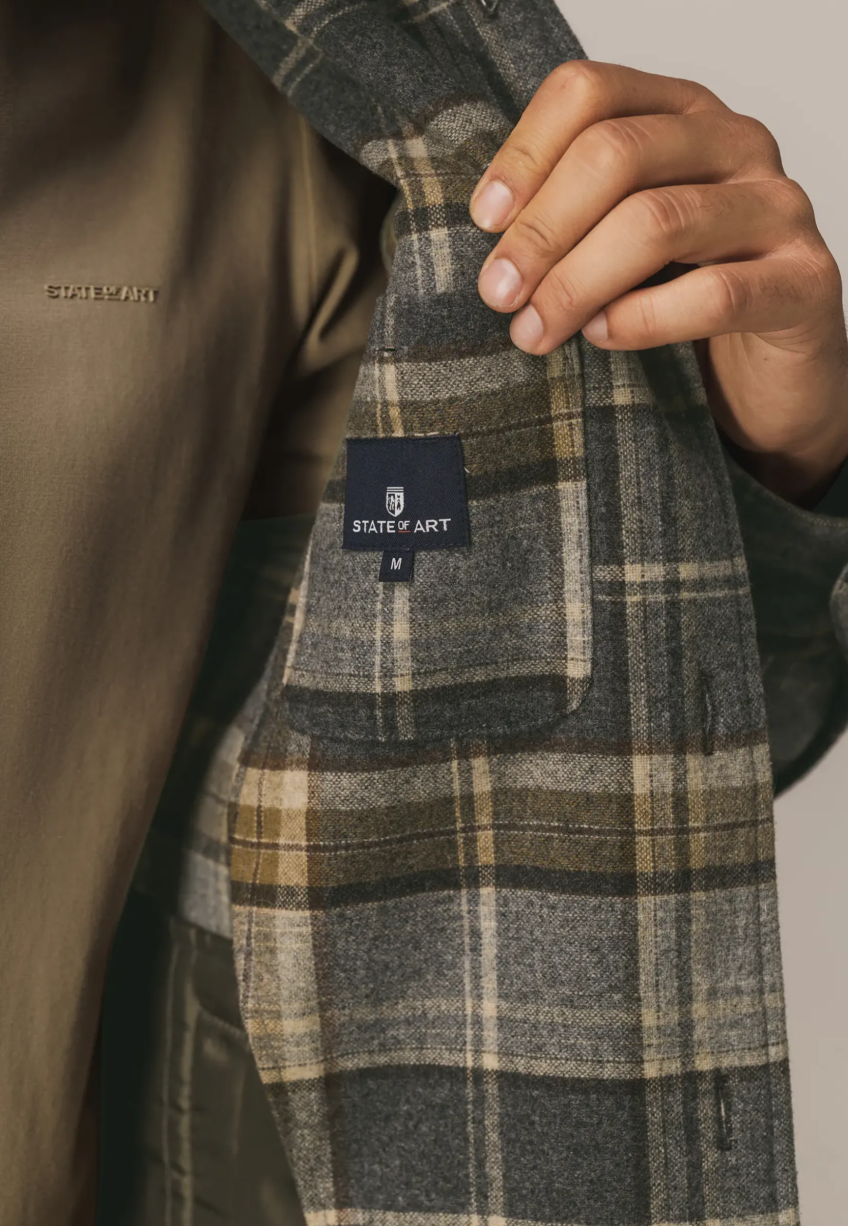 Geruit overshirt van wolmix