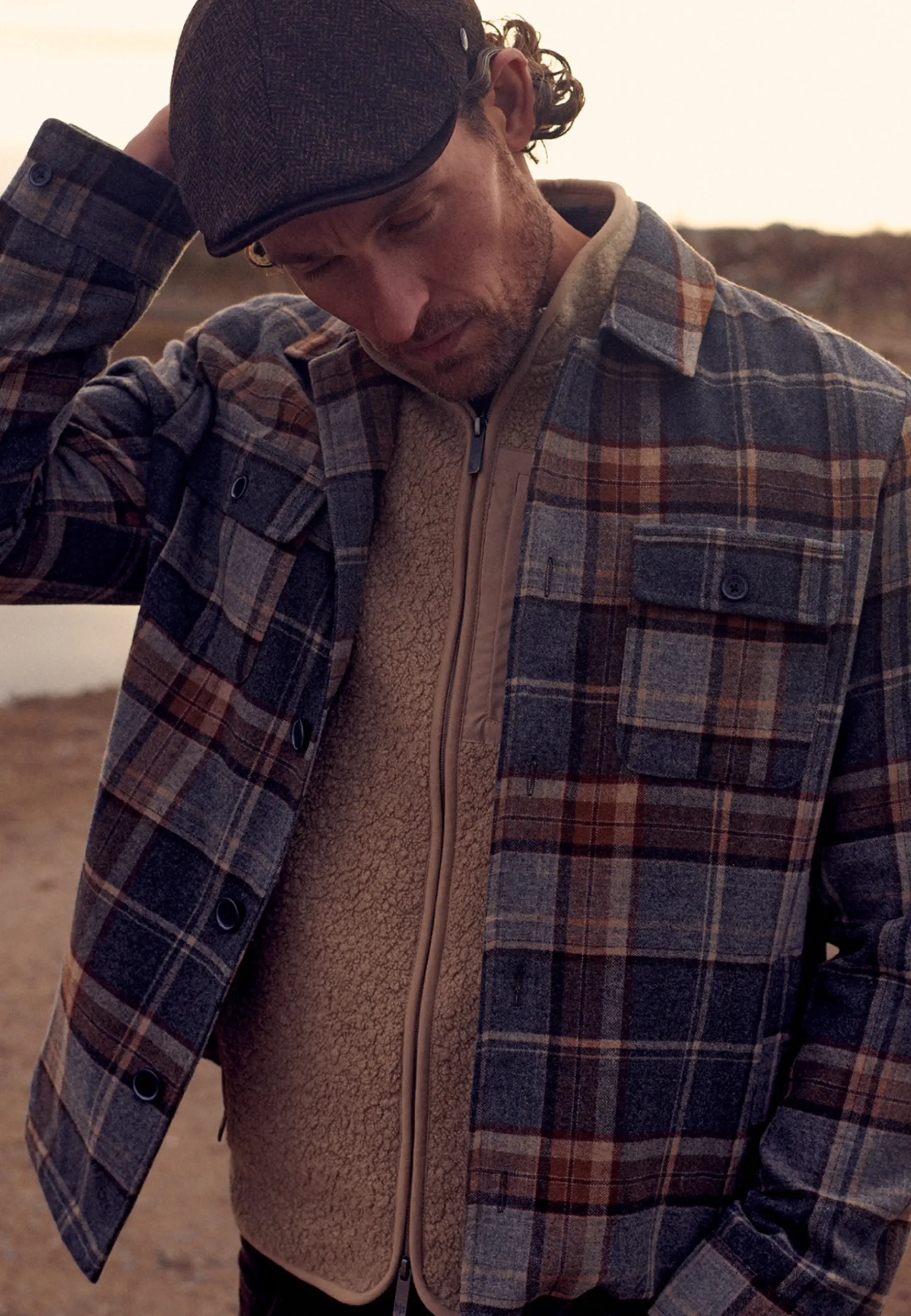Geruit overshirt van wolmix