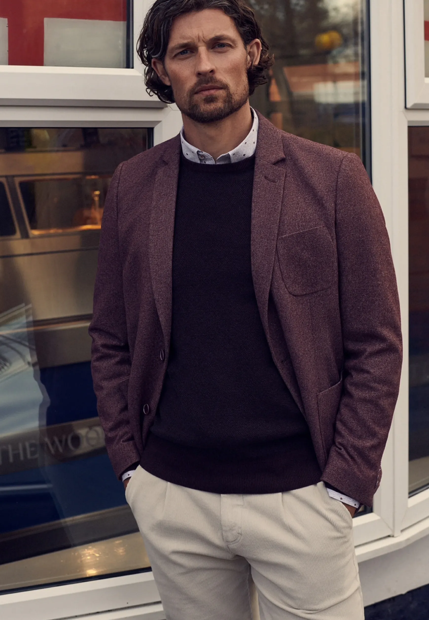 Halfgevoerde blazer met gemêleerd dessin