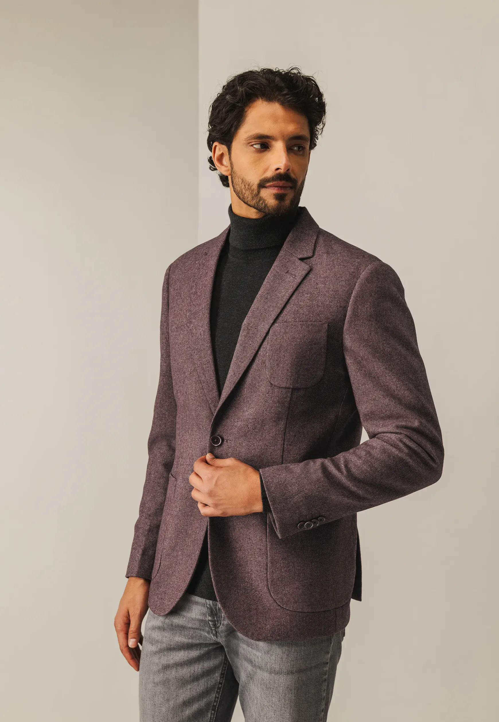 Halfgevoerde blazer met gemêleerd dessin
