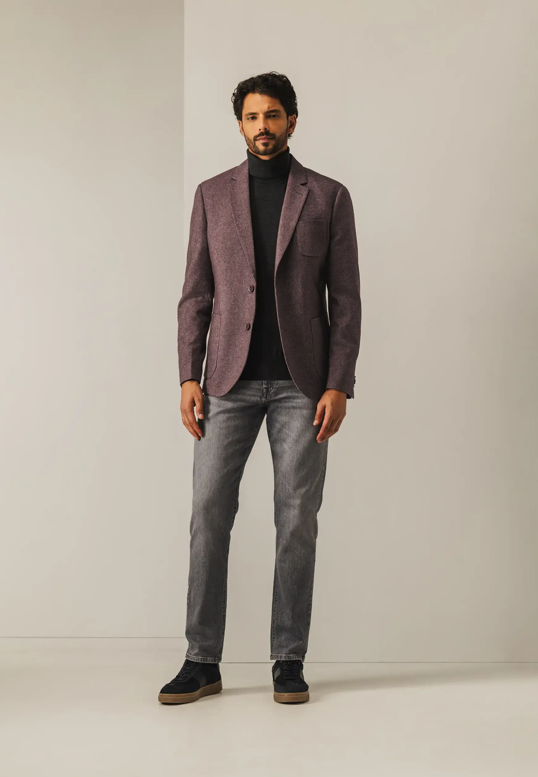 Halfgevoerde blazer met gemêleerd dessin