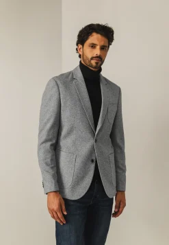 Halfgevoerde blazer met gemêleerd dessin