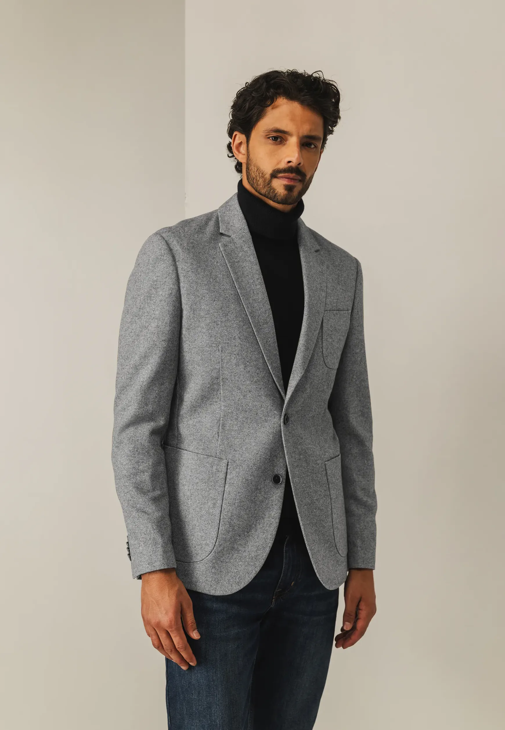 Halfgevoerde blazer met gemêleerd dessin