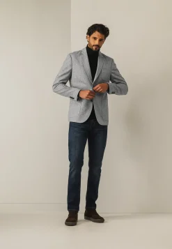 Halfgevoerde blazer met gemêleerd dessin