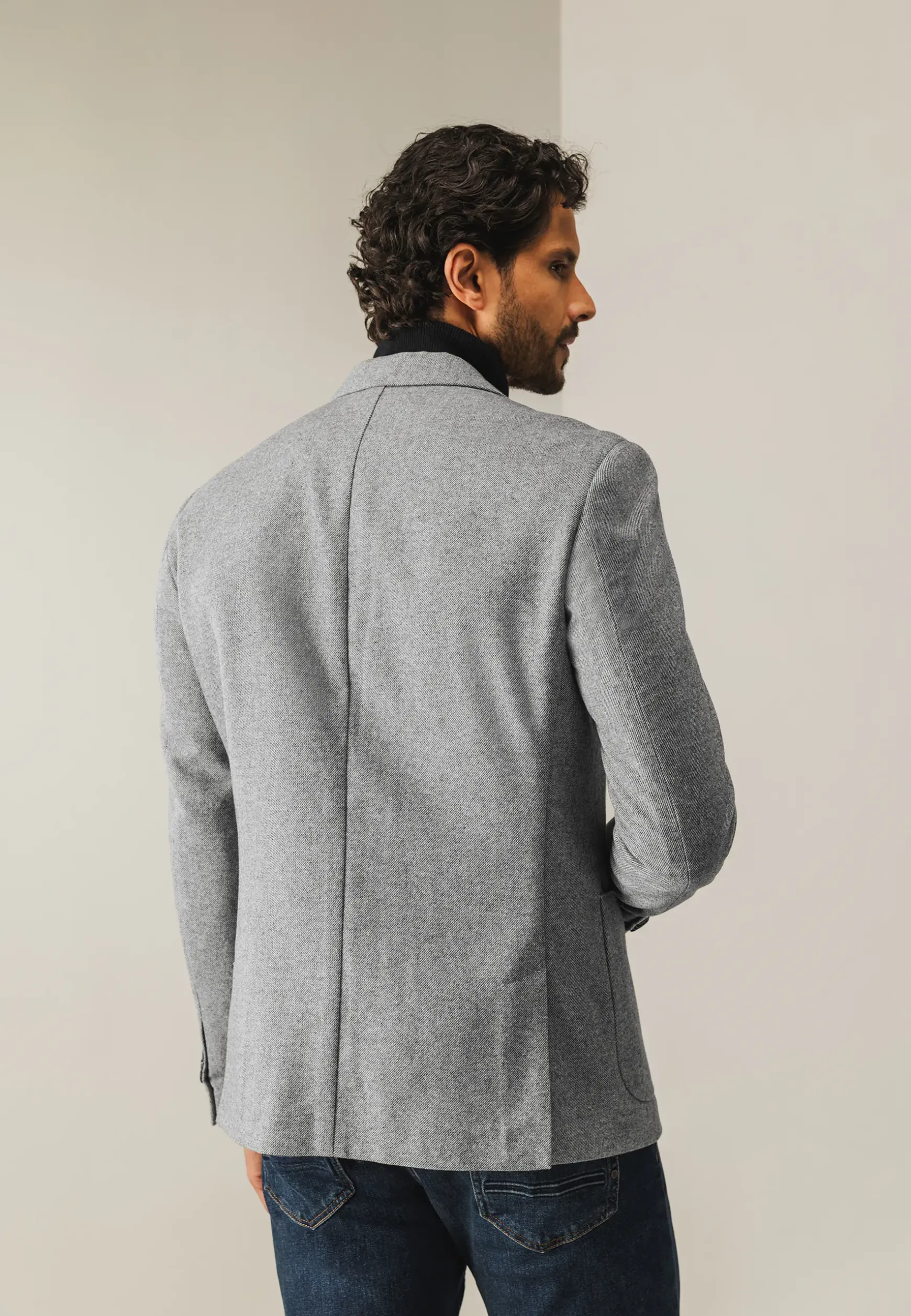 Halfgevoerde blazer met gemêleerd dessin