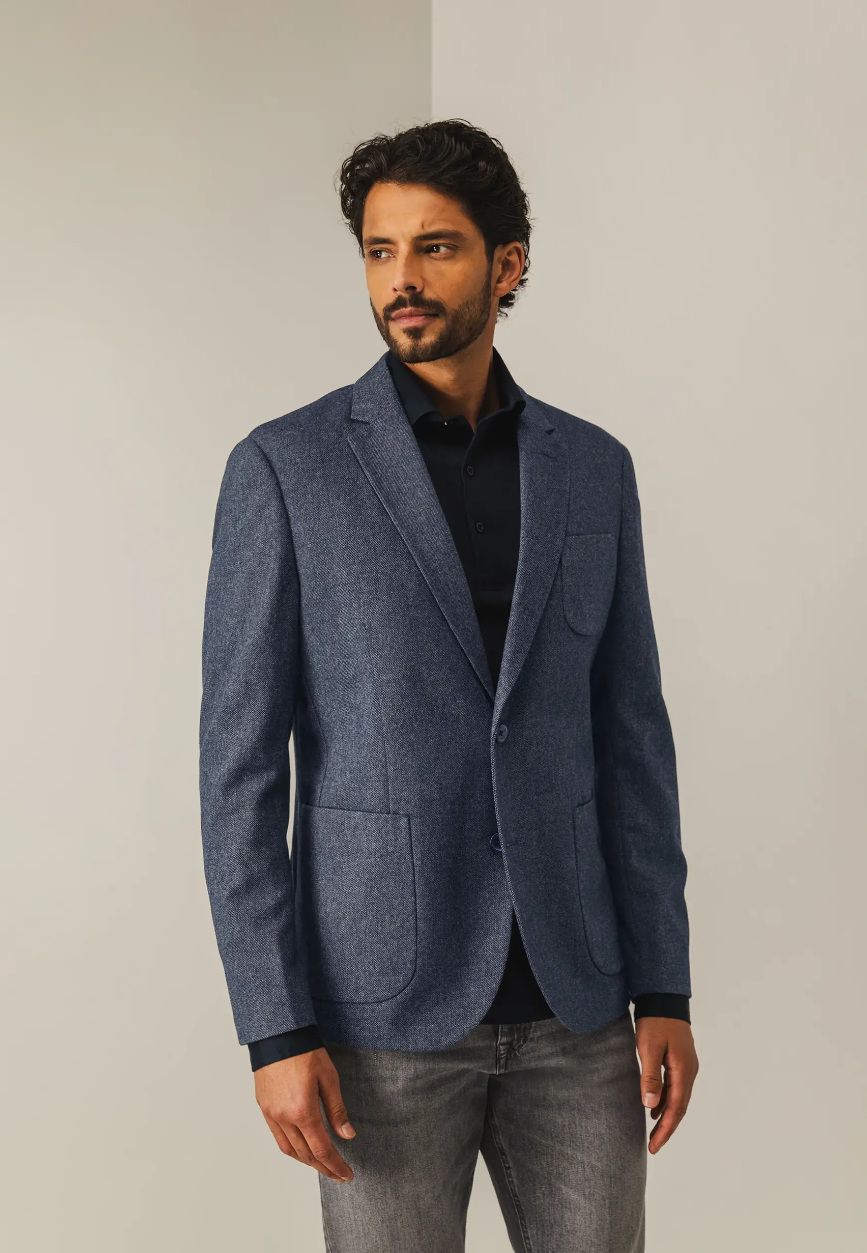 Halfgevoerde blazer met gemêleerd dessin