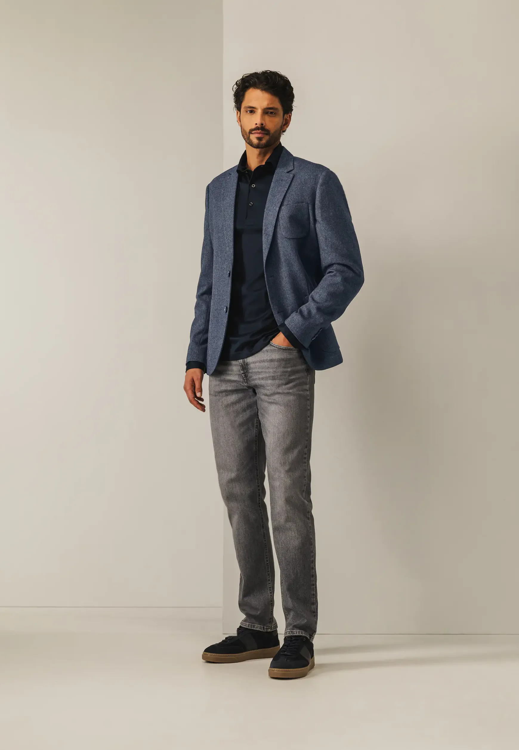 Halfgevoerde blazer met gemêleerd dessin