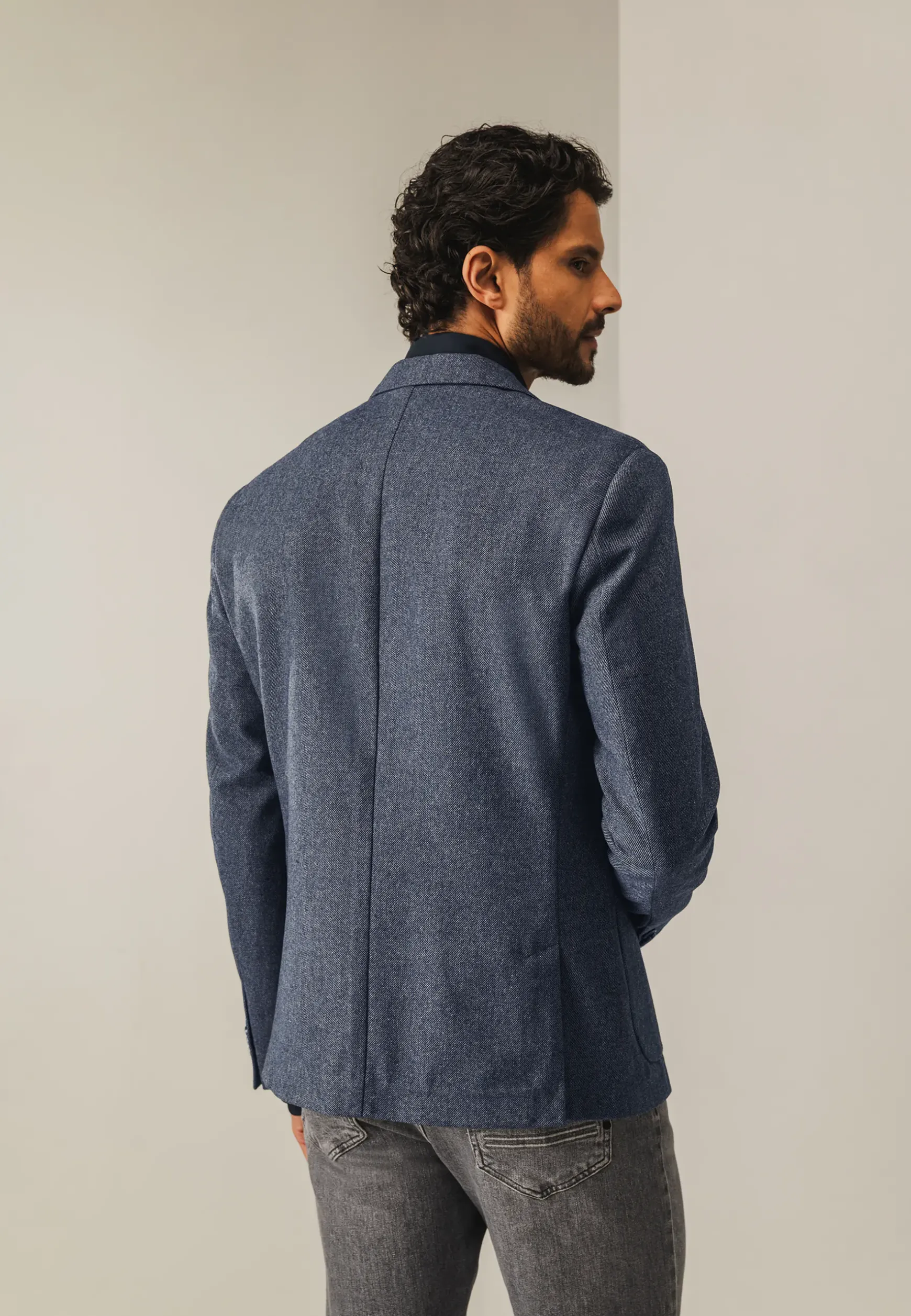 Halfgevoerde blazer met gemêleerd dessin