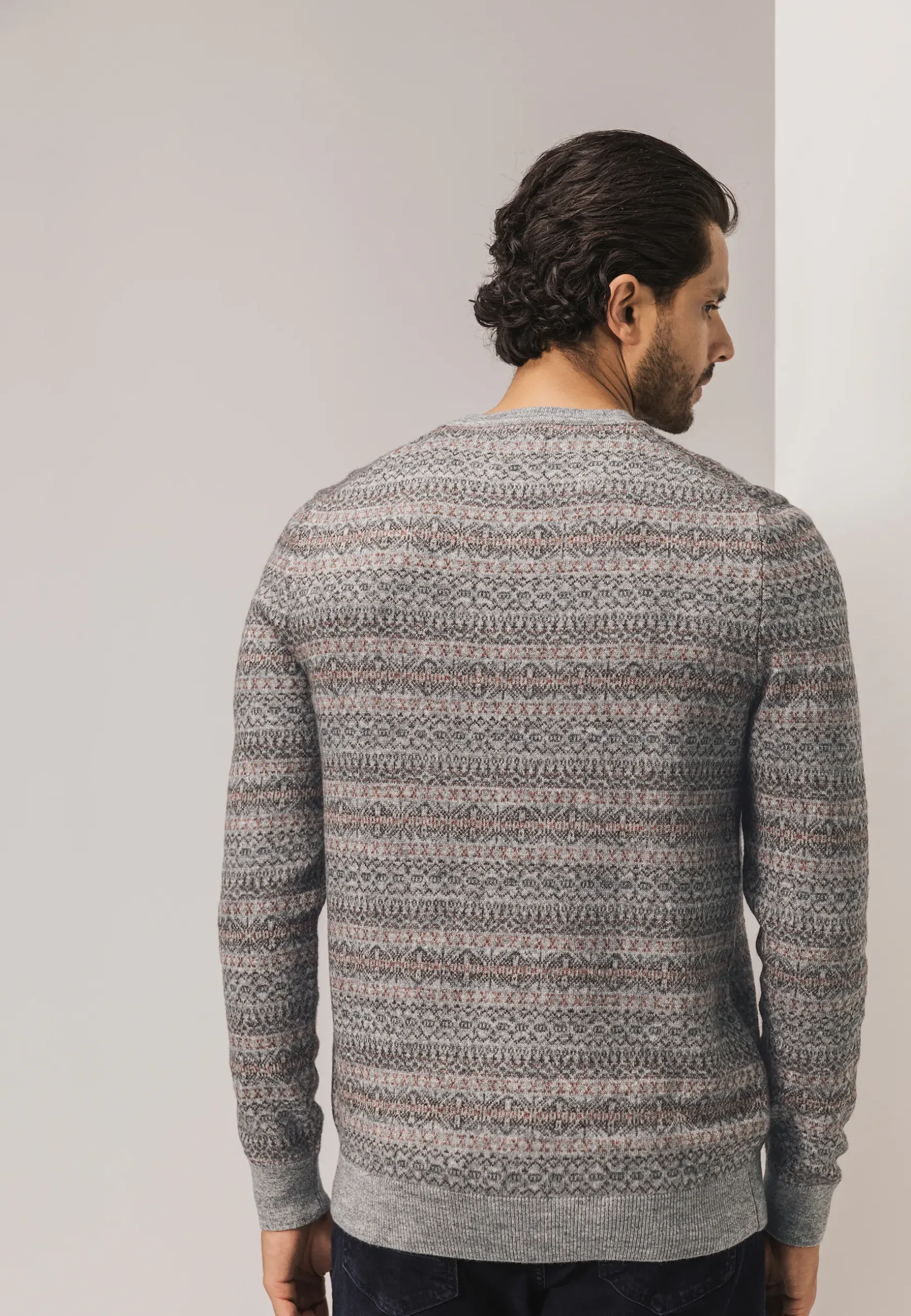 Jacquard trui met ronde hals