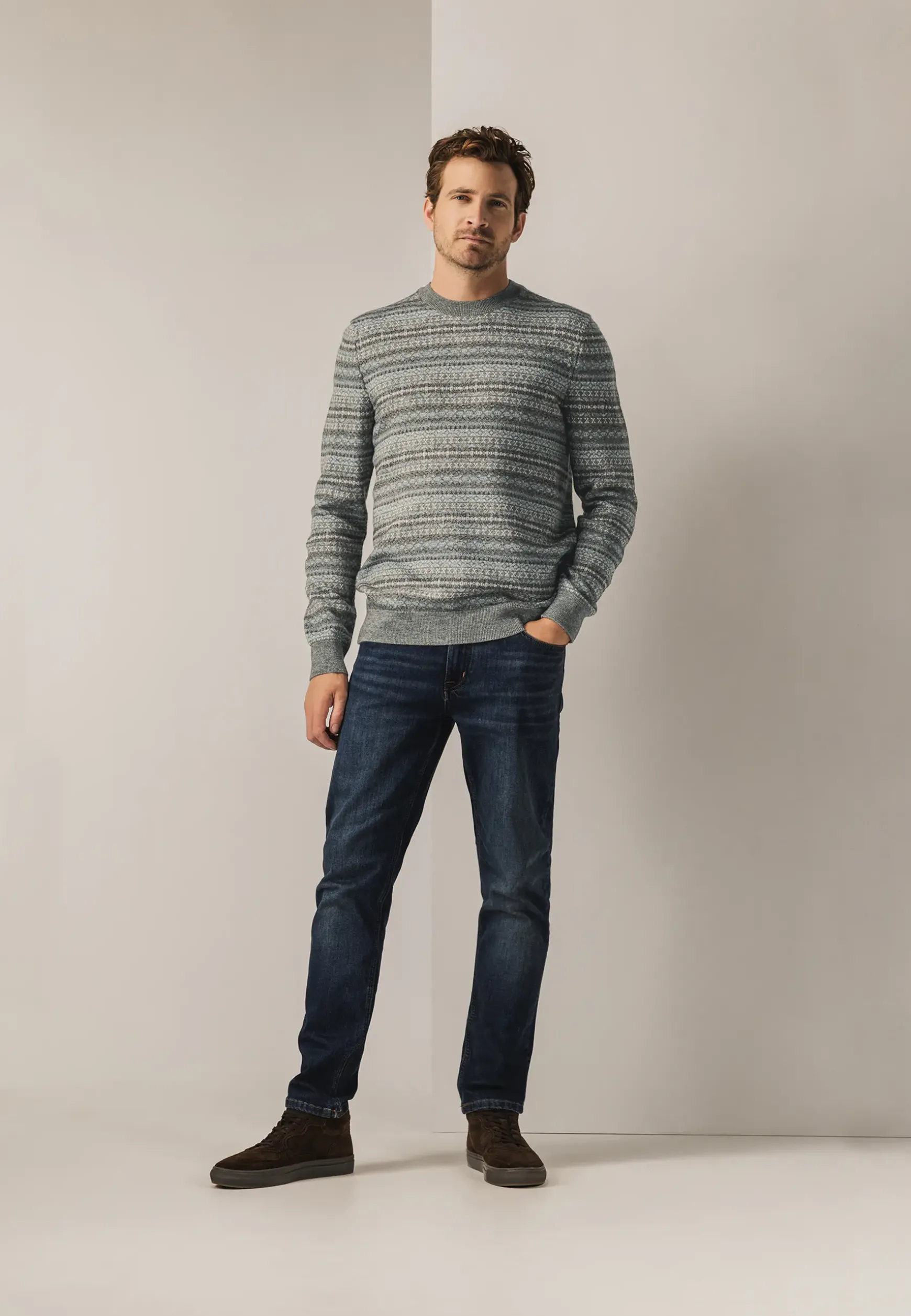 Jacquard trui met ronde hals