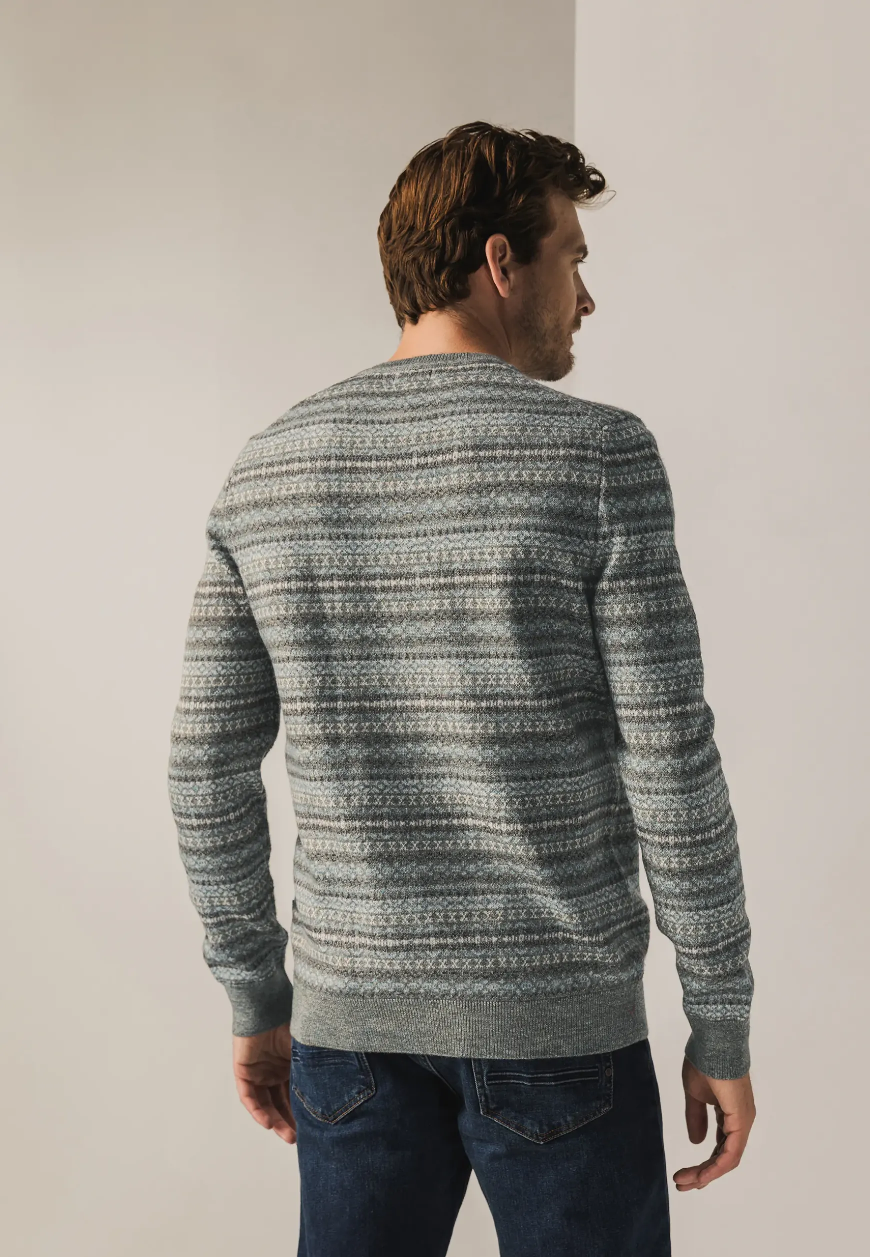 Jacquard trui met ronde hals