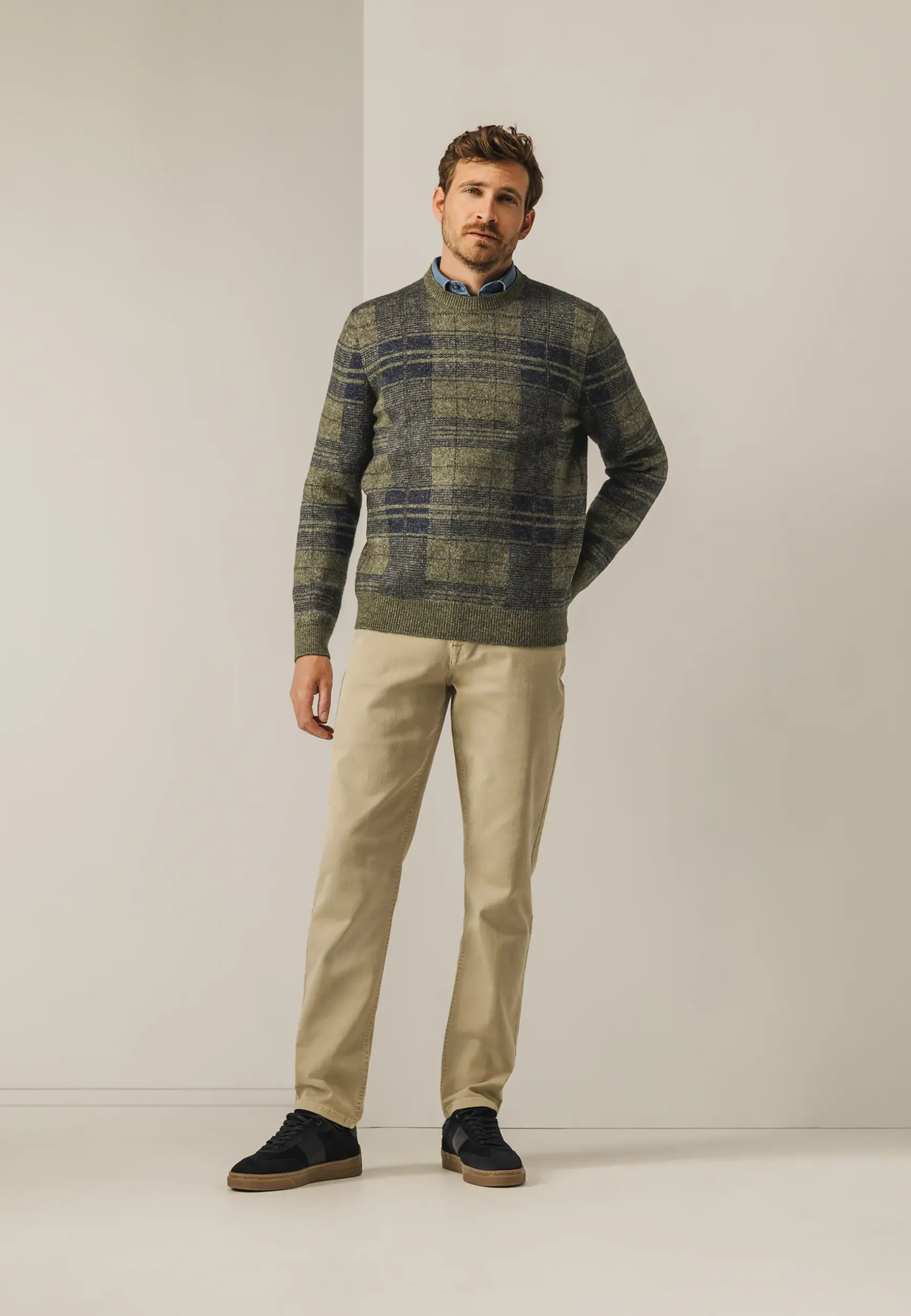 Jacquard trui met ruitpatroon