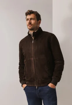 Jas van geitensuède in regular fit