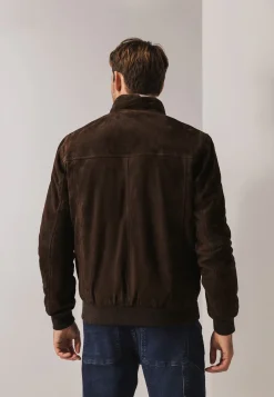 Jas van geitensuède in regular fit