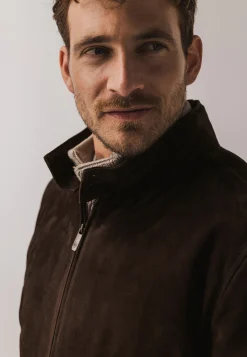 Jas van geitensuède in regular fit