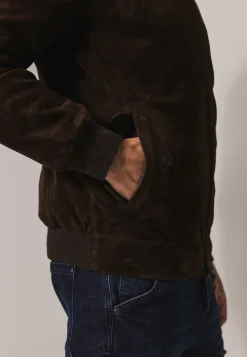 Jas van geitensuède in regular fit
