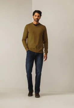 Katoenen trui met V-hals