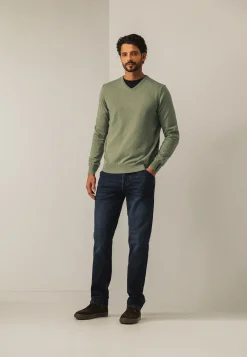 Katoenen trui met V-hals