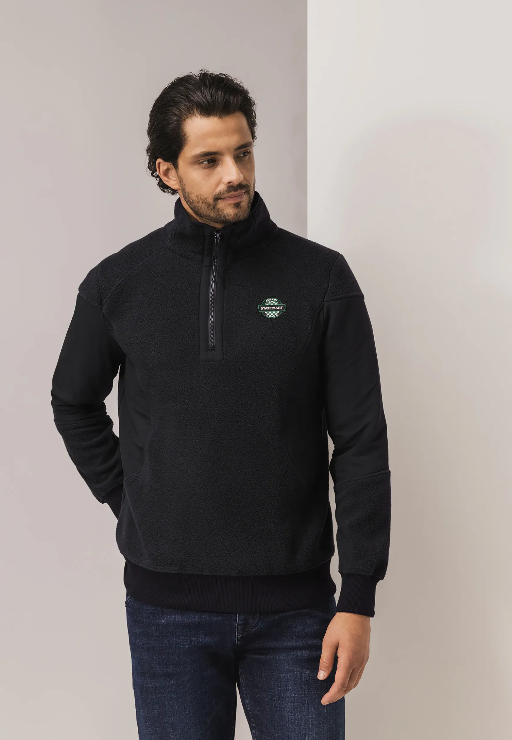LE MANS CLASSIC polar fleece sweatshirt met halve rits