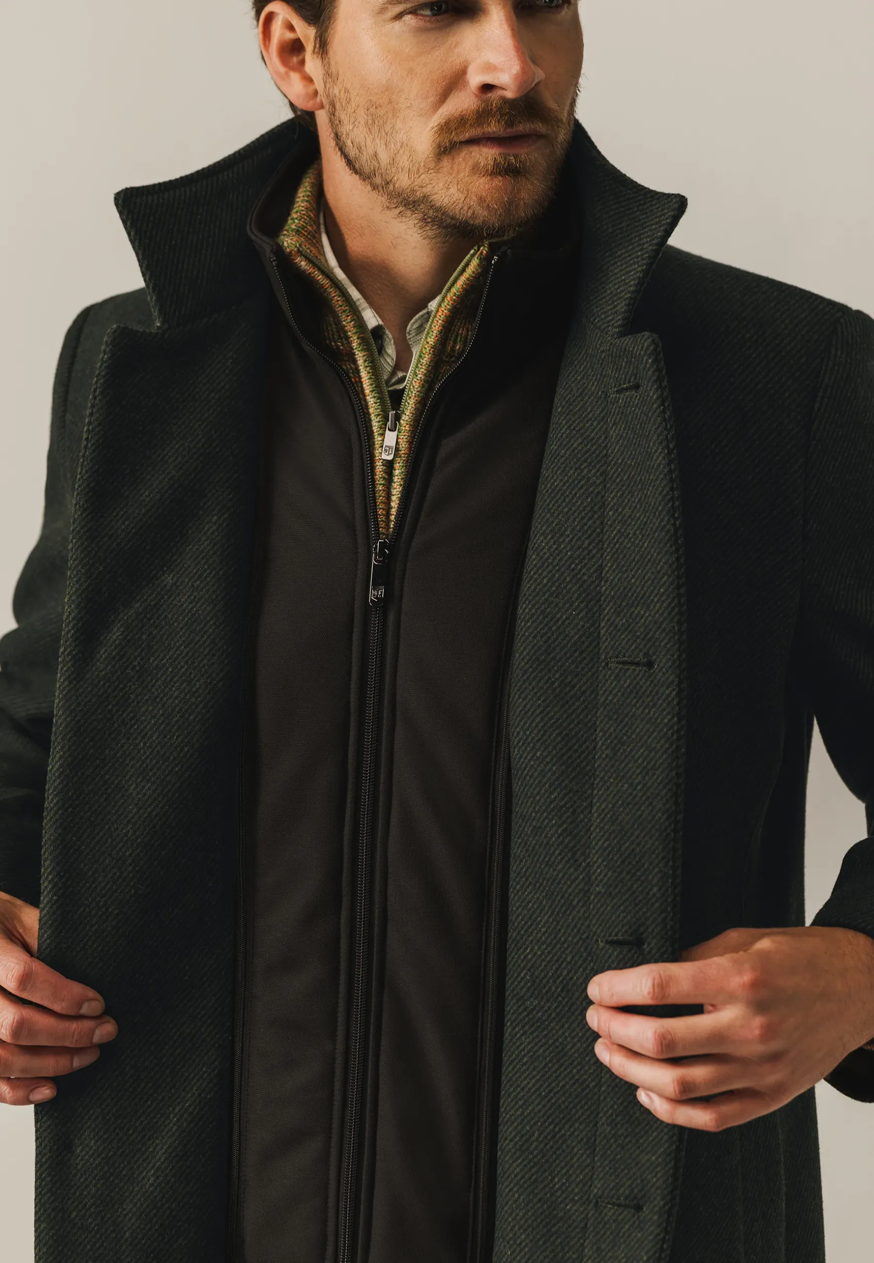 Mantel met uitneembare ritsinzet