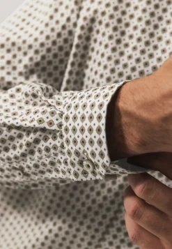 Overhemd met dobbystructuur en print