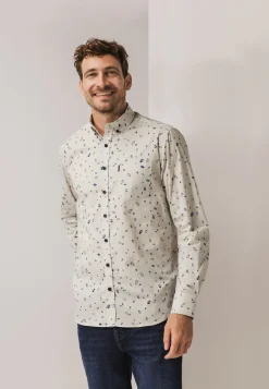 Overhemd met fijne streep en all-over print