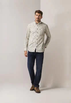 Overhemd met fijne streep en all-over print