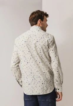 Overhemd met fijne streep en all-over print